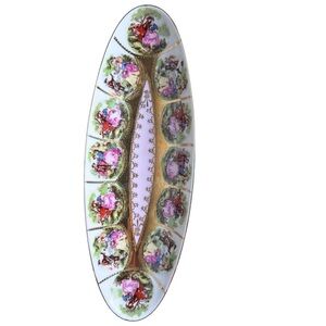 Vintage Royal Vienna Porcelain Oval Pickle Celery Dish Victorian Couple